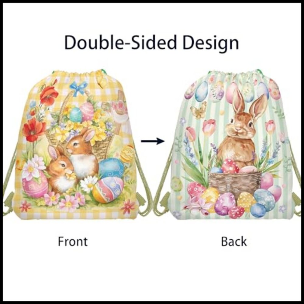 Easter Drawstring Backpack Set Non-Woven Gym Trav… - image 6